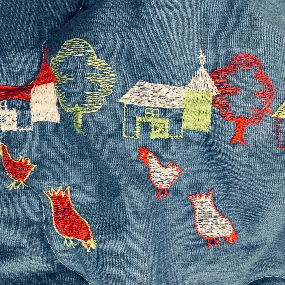 Vintage baby‎ blanket- embroidered farm animals 40.5